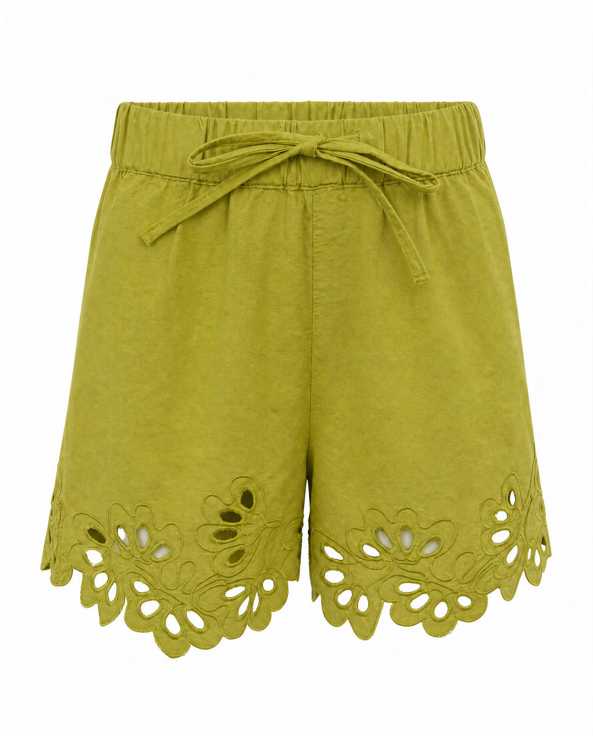 Girls Celery Green Solid Regular-Fit 100% Cotton Shorts