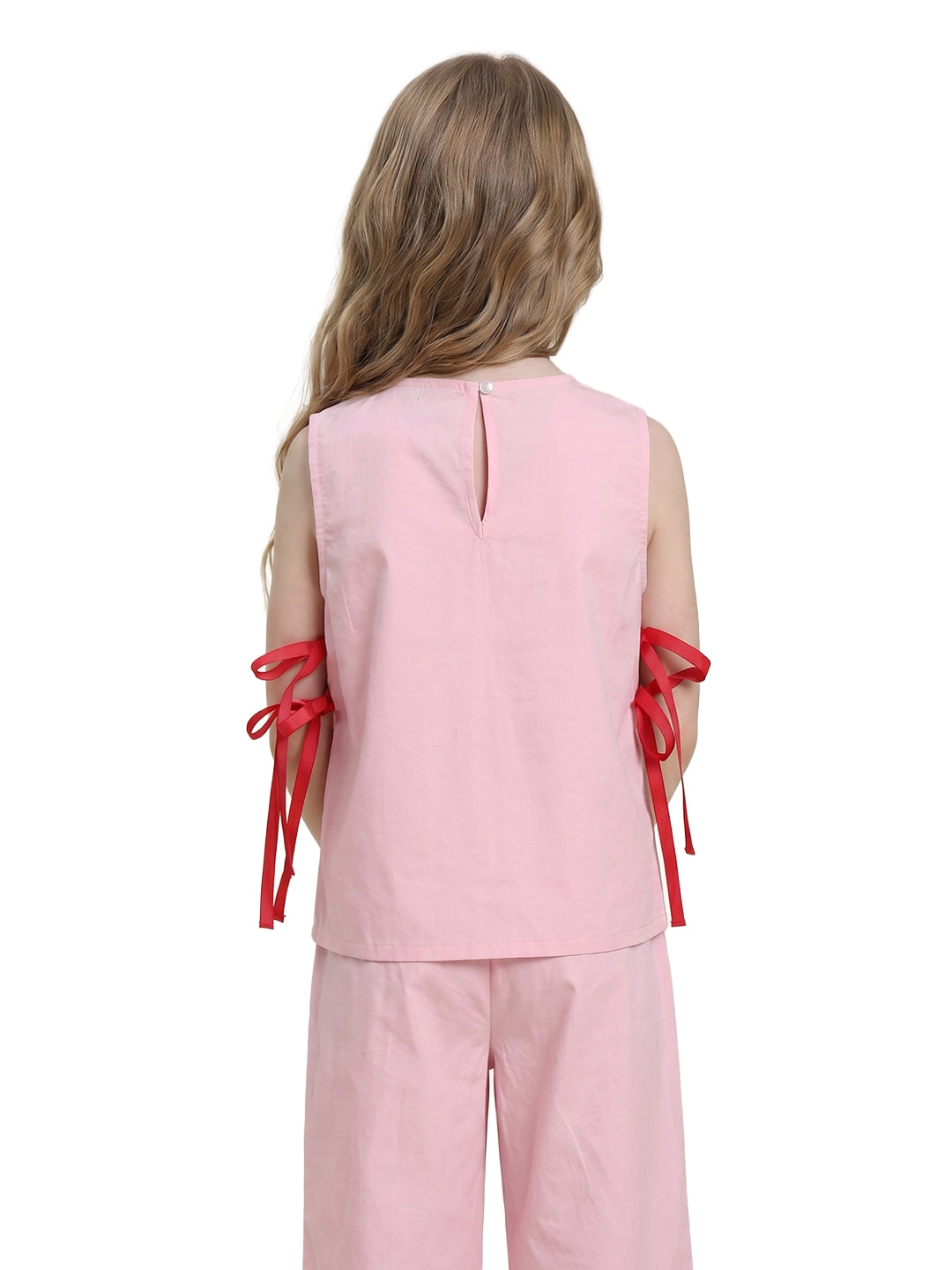 Girls Prism Pink Floral Regular-Fit 100% Cotton Sleeveless Top