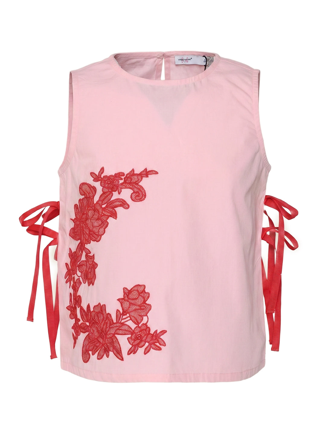 Girls Prism Pink Floral Regular-Fit 100% Cotton Sleeveless Top
