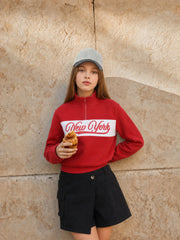 Girls Champcourt Red Printed Regular Fit Sweats