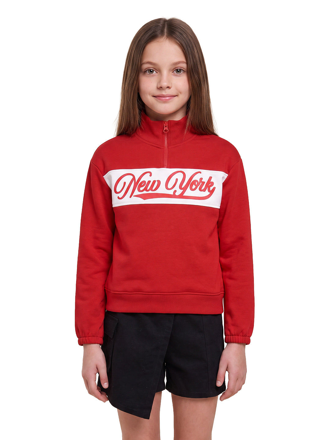 Girls Champcourt Red Printed Regular Fit Sweats
