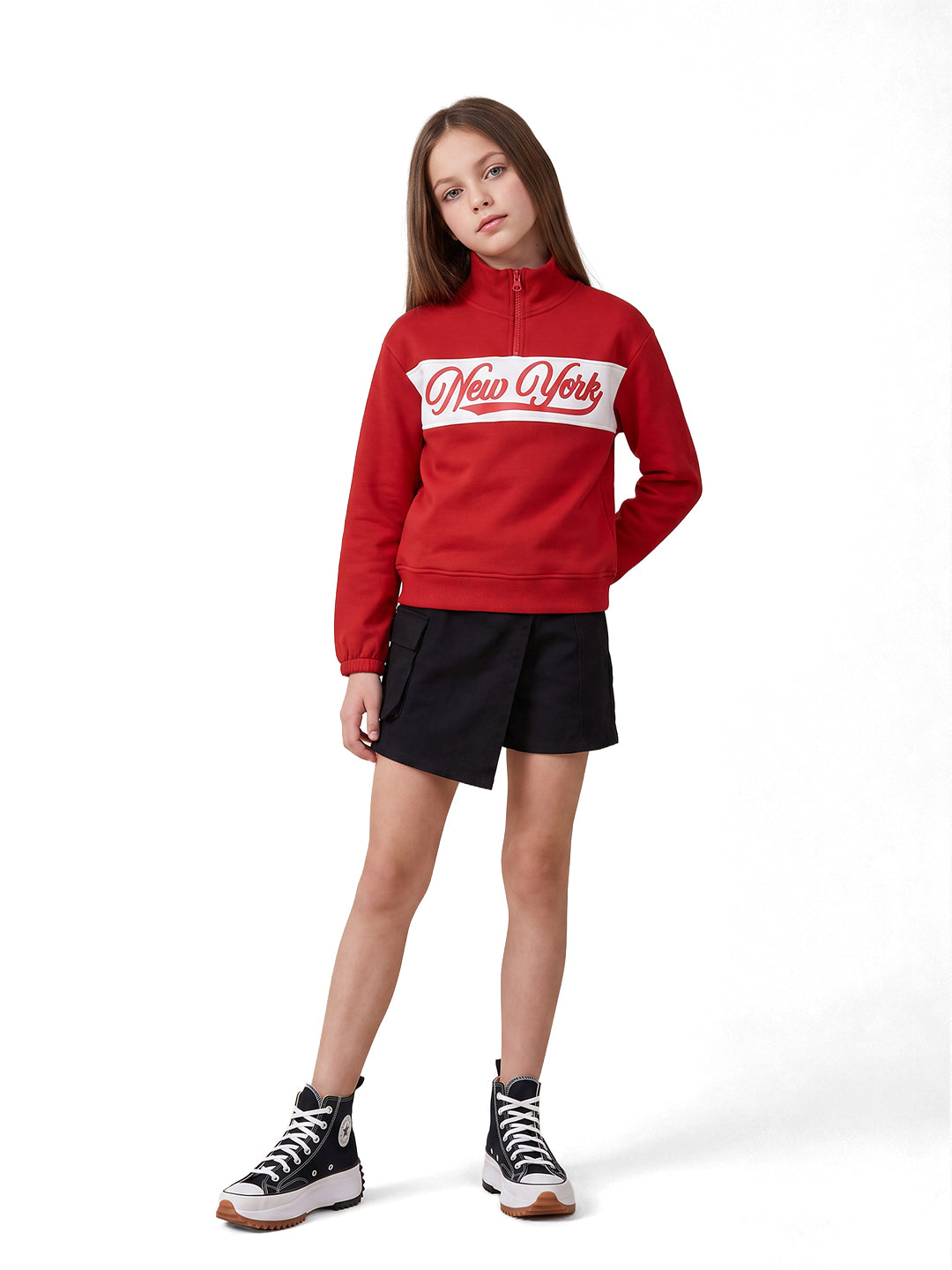 Girls Champcourt Red Printed Regular Fit Sweats