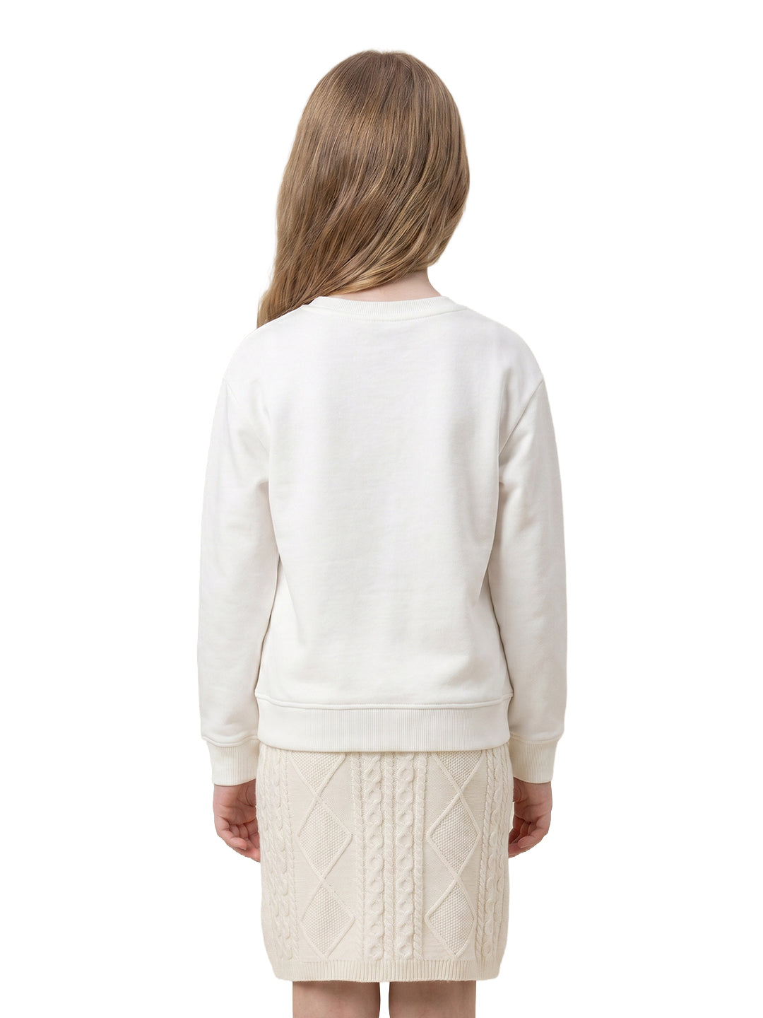 Girls Paris Fs White Printed Regular Fit Sweats