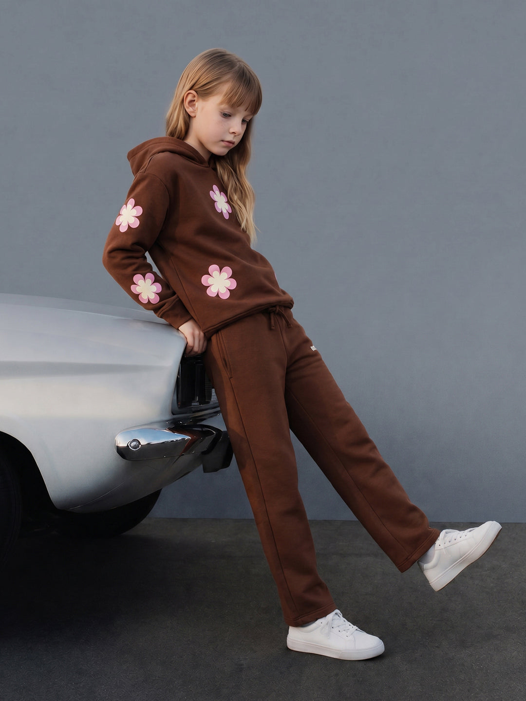 Girls Choco Bloom Brown Regular Fit Pants