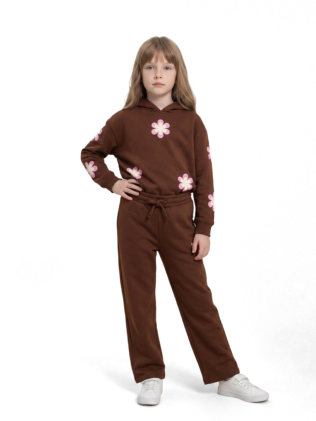 Girls Choco Bloom Brown Regular Fit Pants