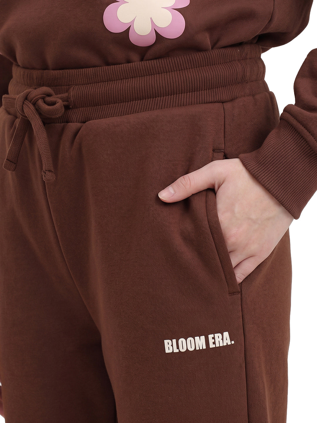 Girls Choco Bloom Brown Regular Fit Pants