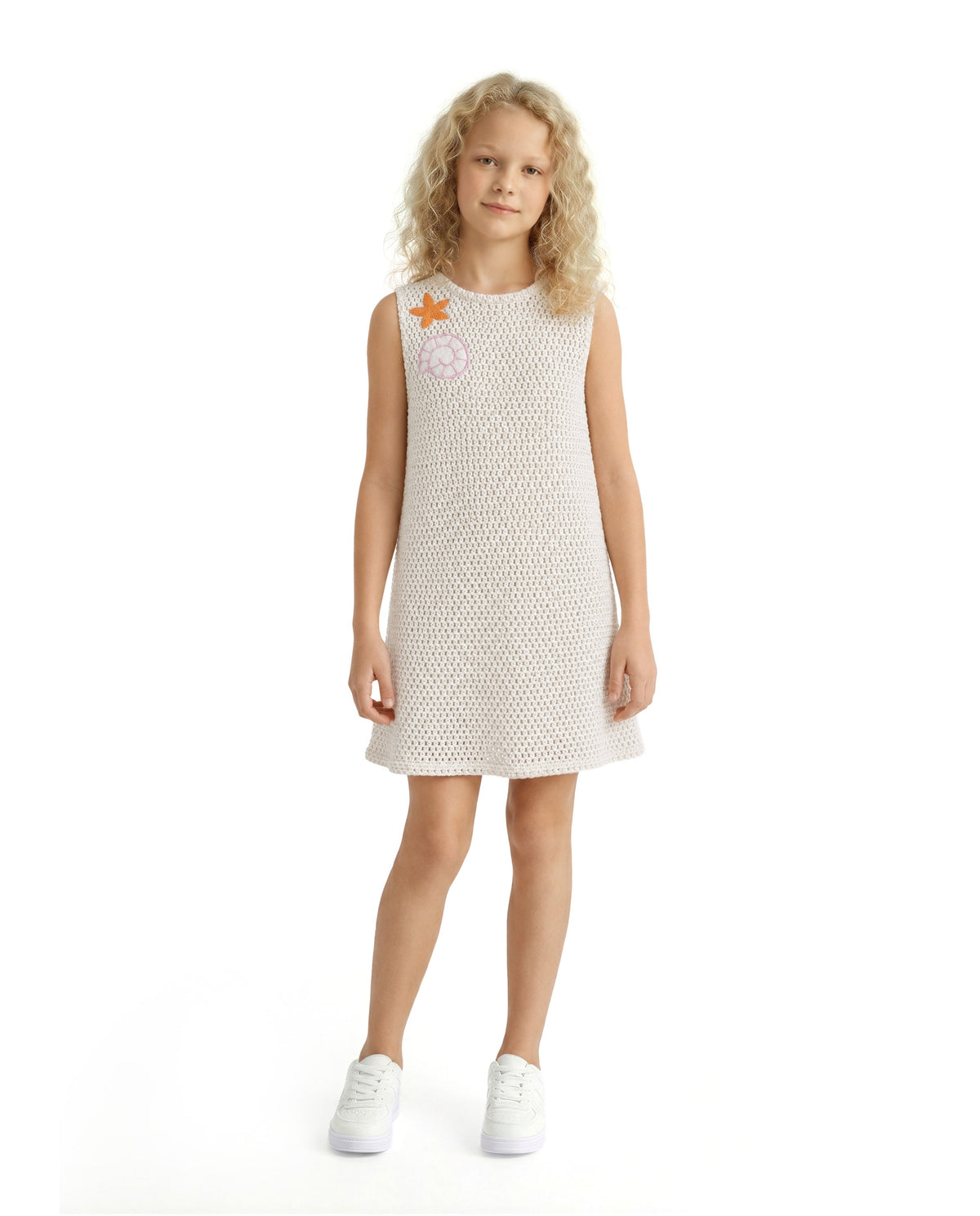 Girls Shore Off White Regular Fit Dress