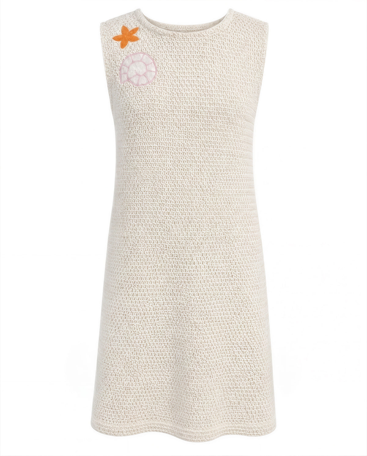 Girls Ecru Solid Regular-Fit 100% Cotton Sleeveless Dress