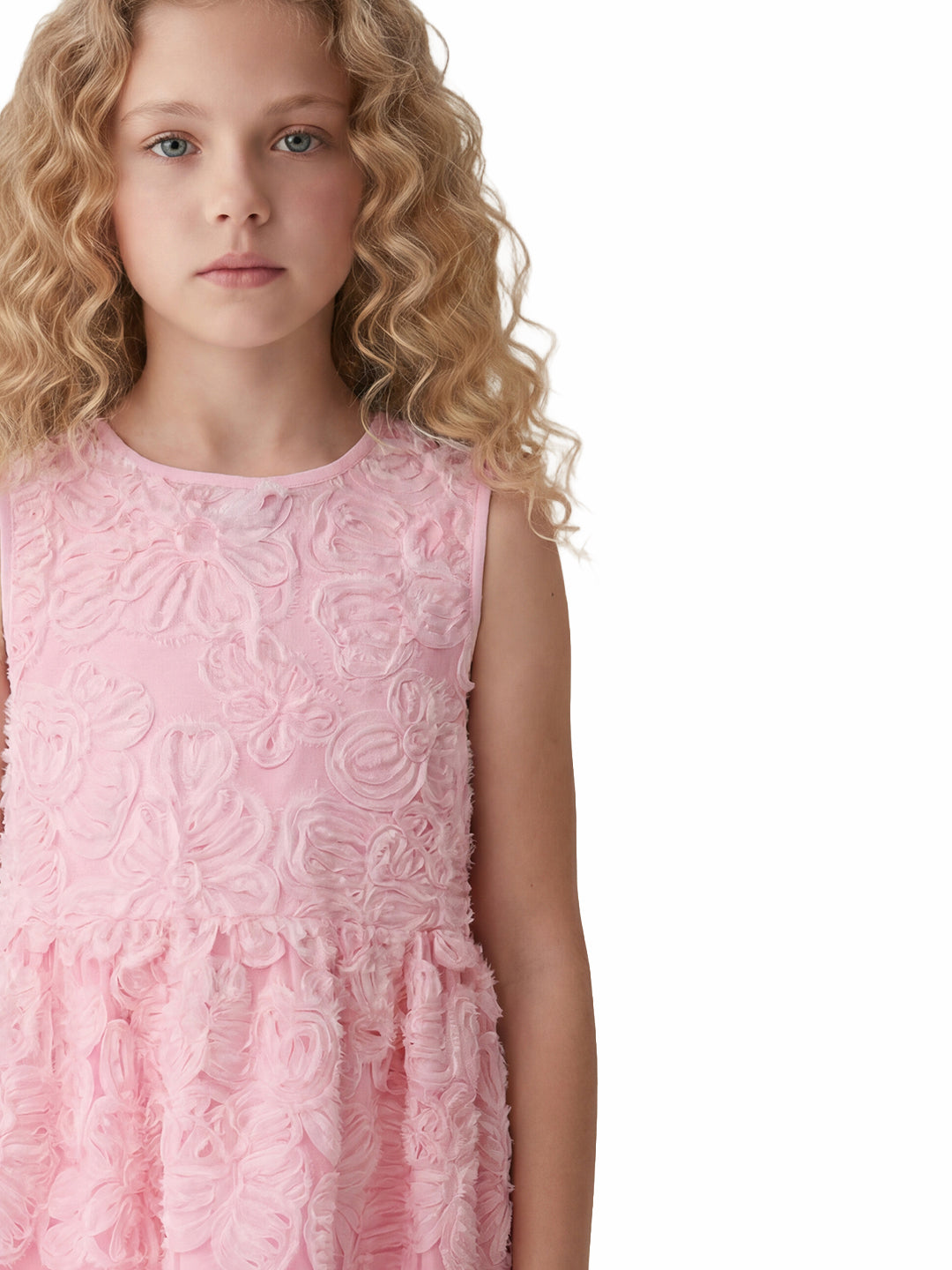 Girls Prism Pink Self-Design Regular-Fit Polyester Dress