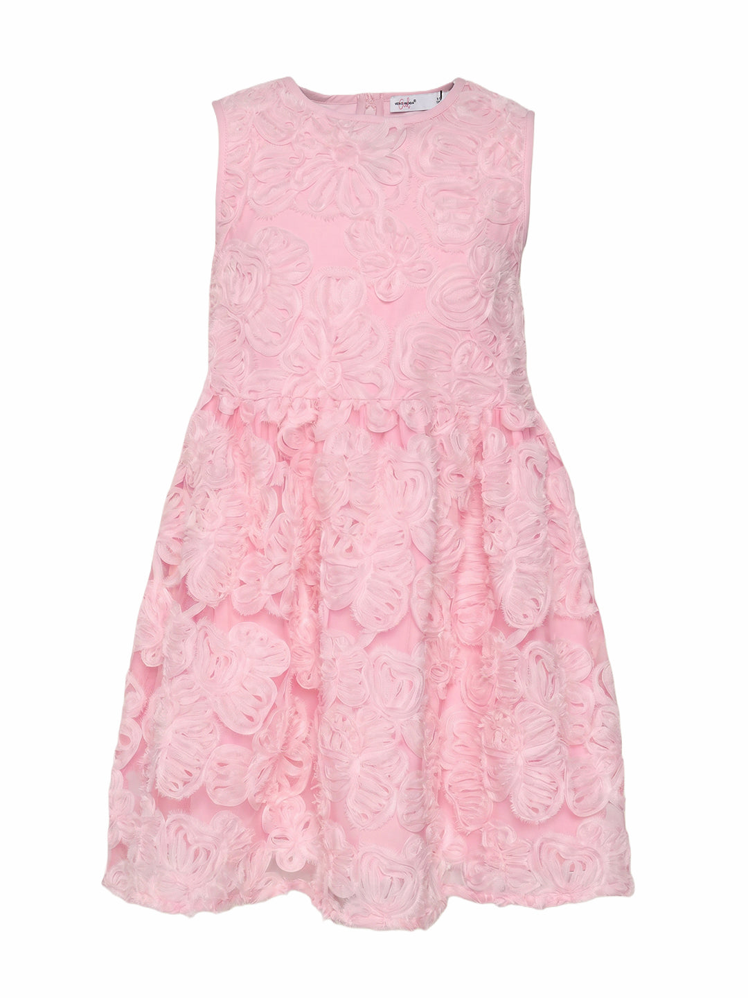 Girls Prism Pink Self-Design Regular-Fit Polyester Dress