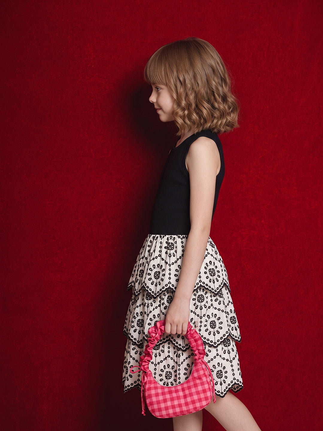 Girls Ecru Solid Fit & Flare 100% Cotton Dress
