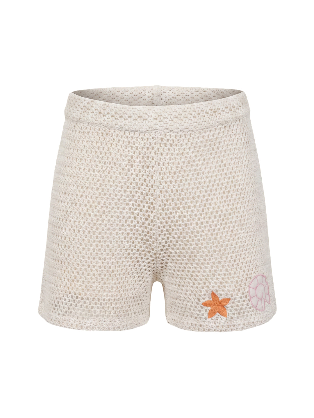Girls Ecru Solid Regular Fit 100% Cotton Shorts