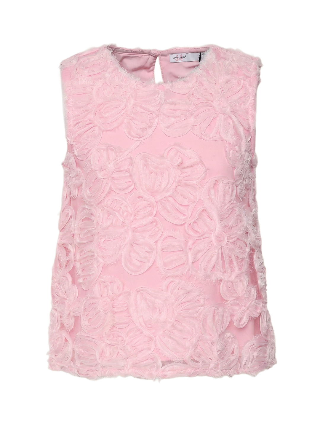 Girls Prism Pink Self Design Regular Fit Polyester Top