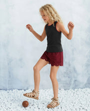 Girls Jet Black Solid Regular Fit 100% Cotton Top