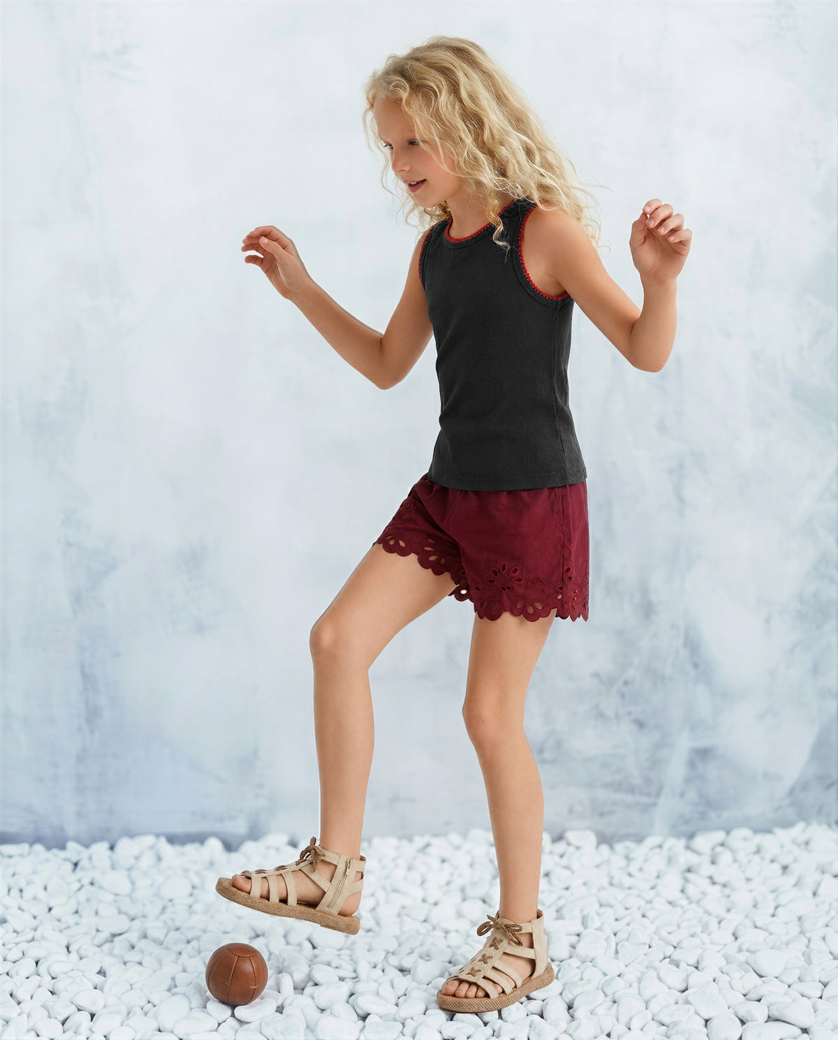 Girls Jet Black Solid Regular Fit 100% Cotton Top