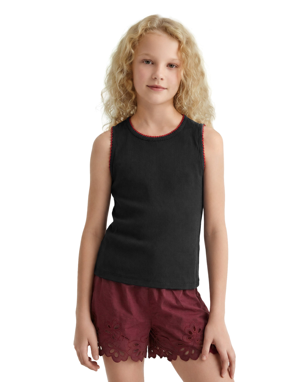 Girls Jet Black Solid Regular Fit 100% Cotton Top