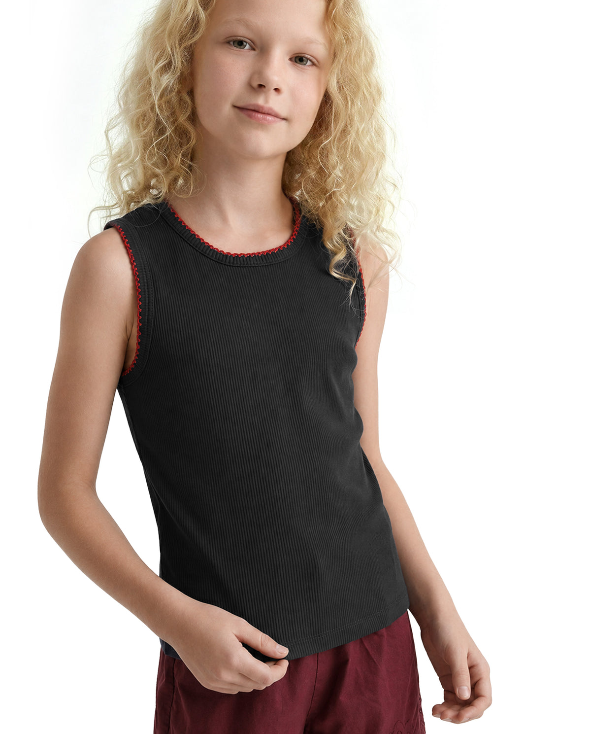 Girls Jet Black Solid Regular Fit 100% Cotton Top