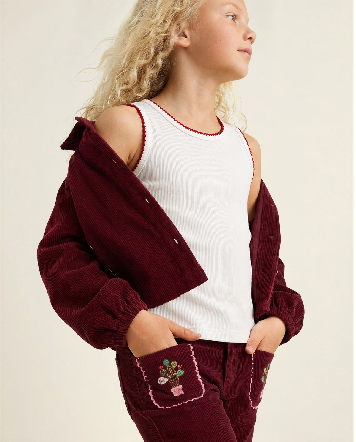 Girls Cloud Dancer Solid Regular Fit 100% Cotton Top