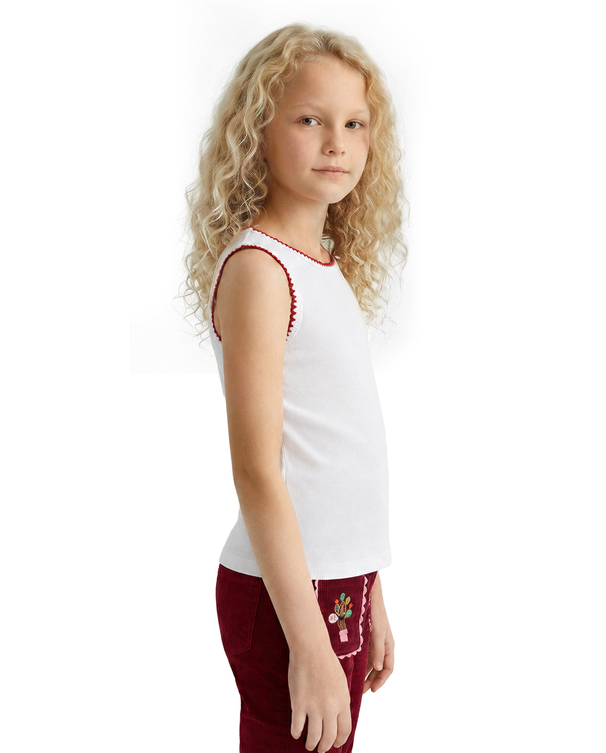 Girls Cloud Dancer Solid Regular Fit 100% Cotton Top