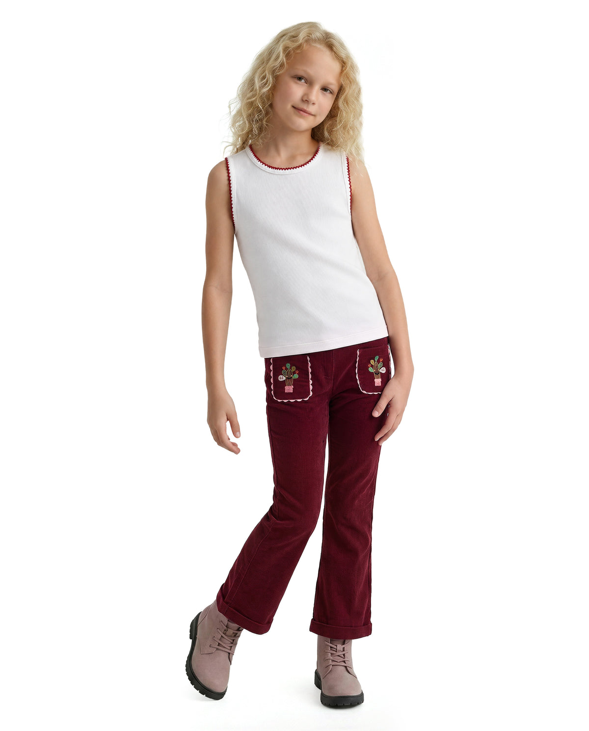 Girls Cloud Dancer Solid Regular Fit 100% Cotton Top