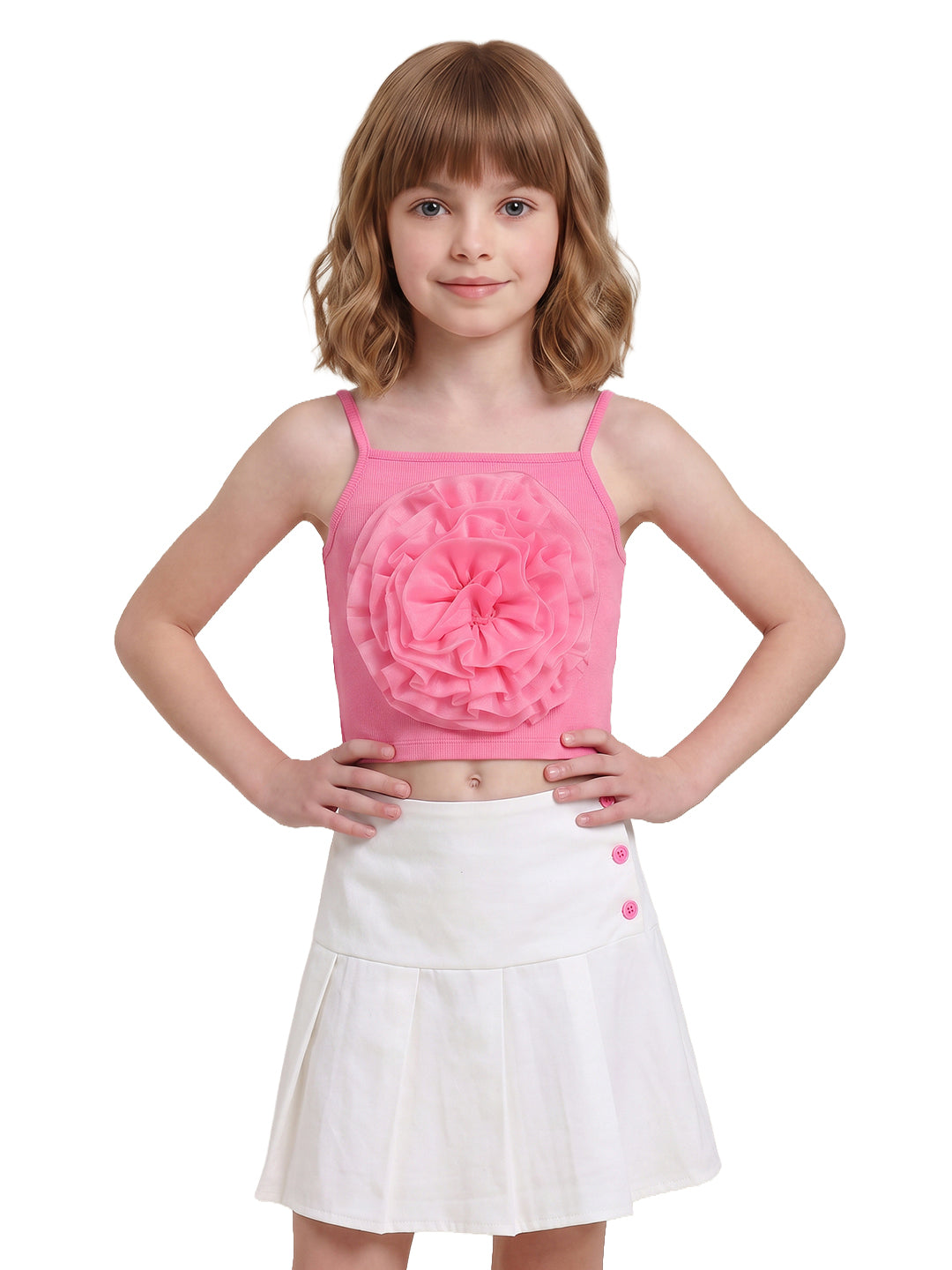 Girls Magenta Solid Regular Fit 100% Cotton Top