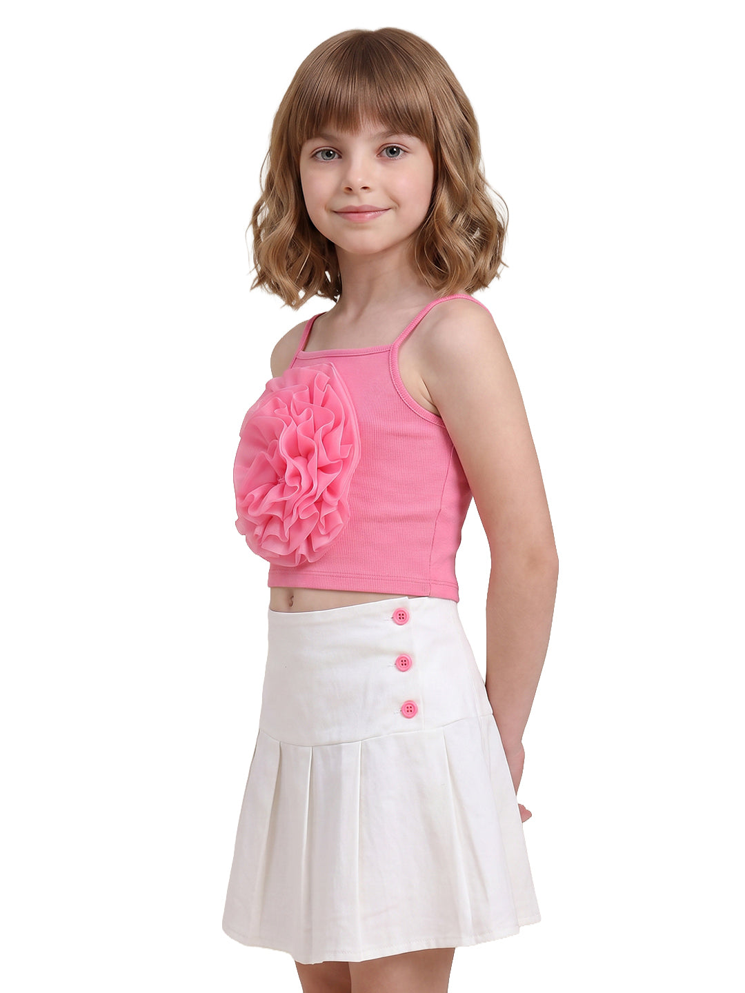 Girls Magenta Solid Regular Fit 100% Cotton Top