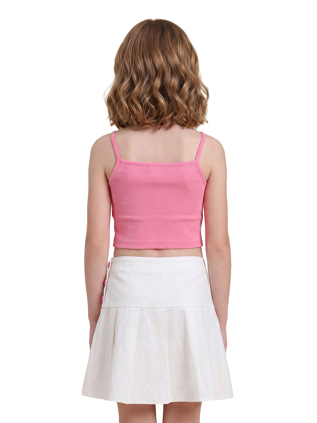 Girls Magenta Solid Regular Fit 100% Cotton Top