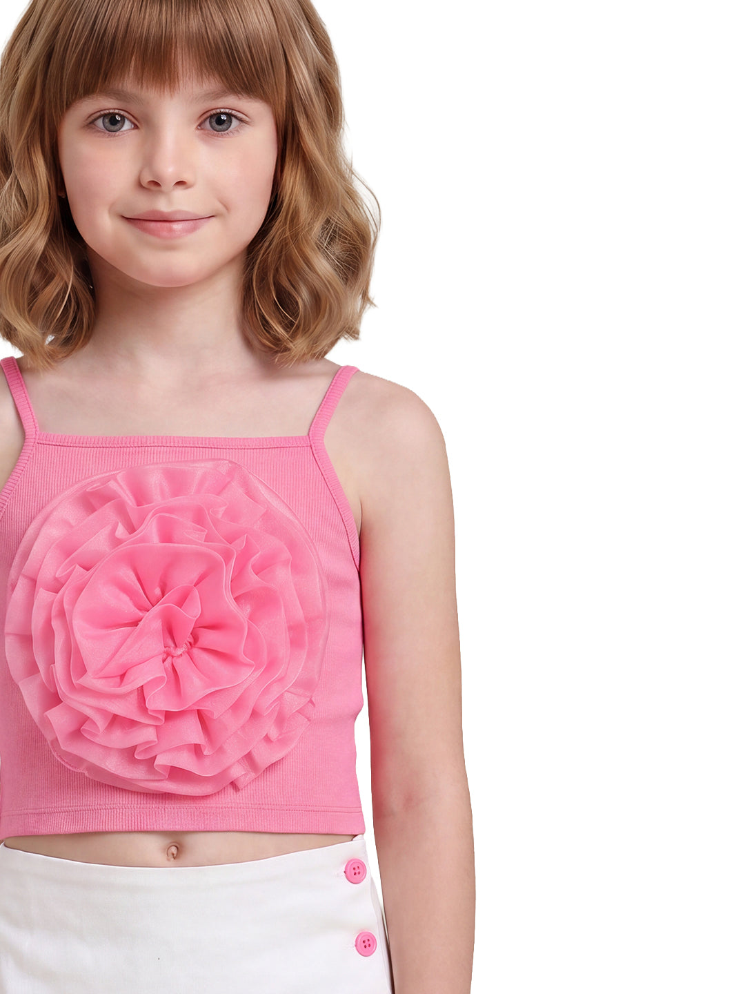 Girls Magenta Solid Regular Fit 100% Cotton Top