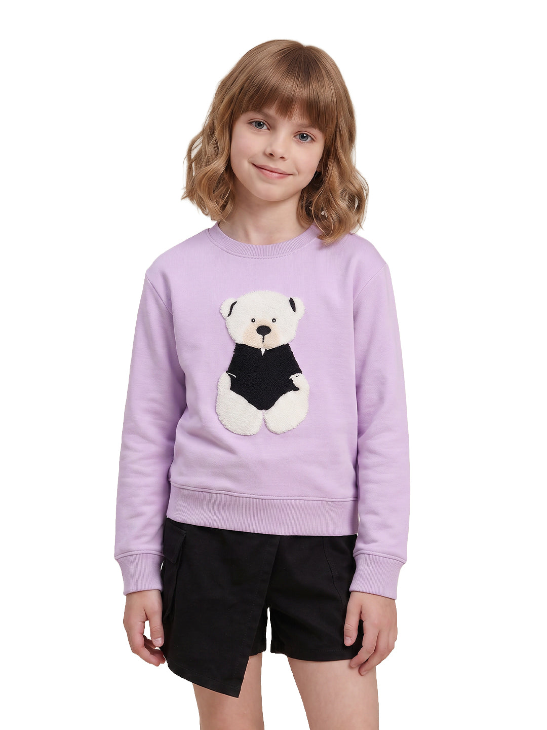 Girls Beary Lilac Printed Regular Fit Shirt