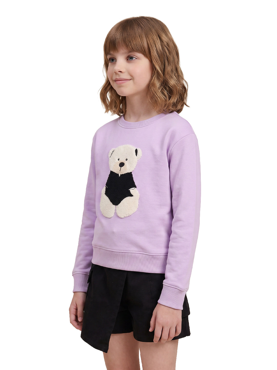 Girls Beary Lilac Printed Regular Fit Shirt