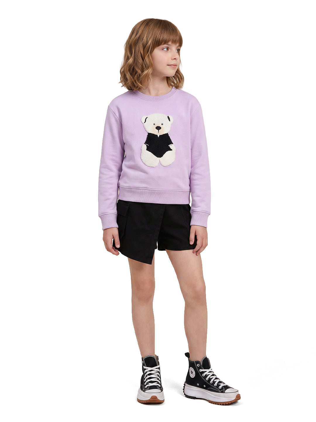Girls Beary Lilac Printed Regular Fit Shirt