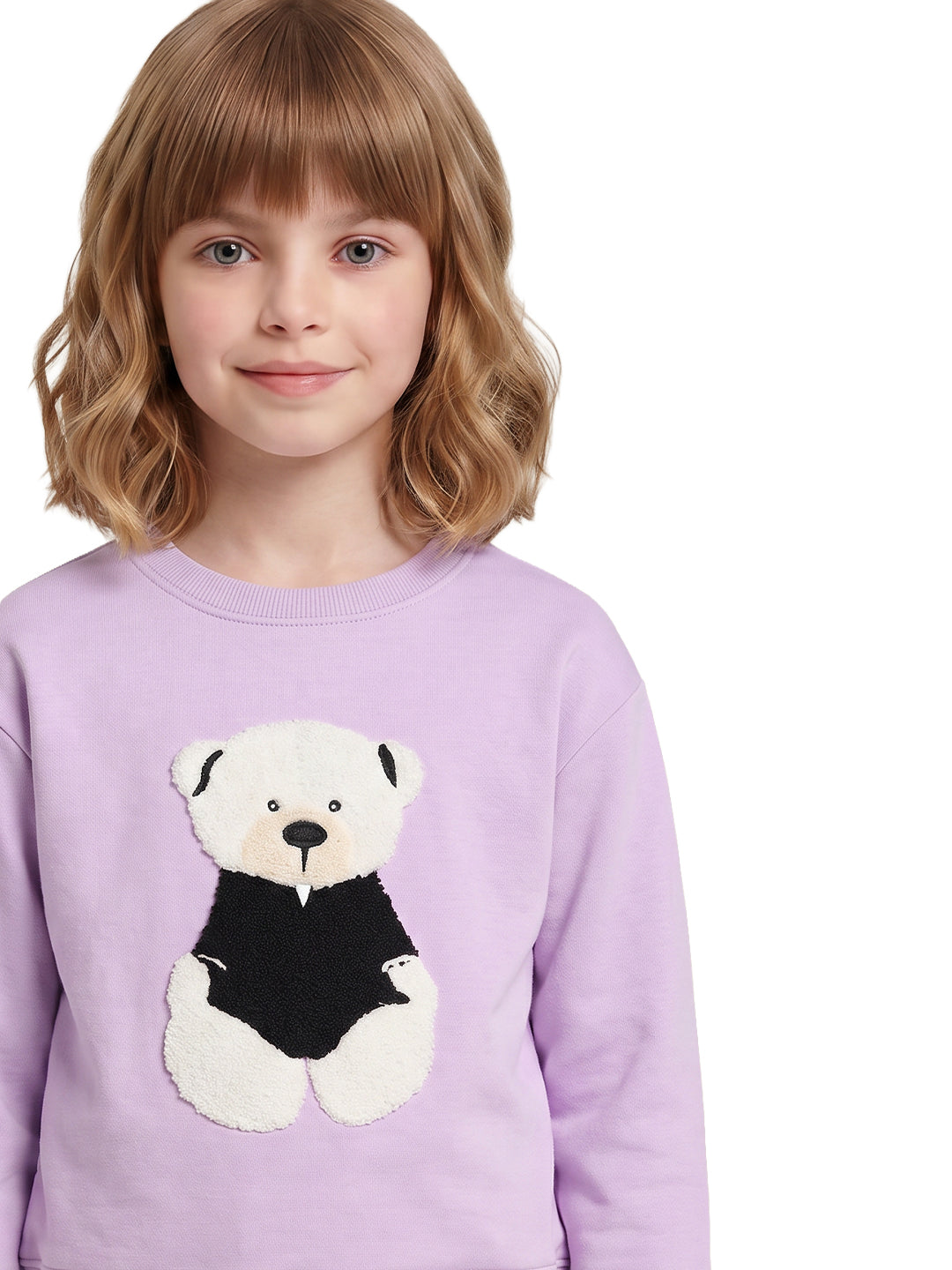 Girls Beary Lilac Printed Regular Fit Shirt