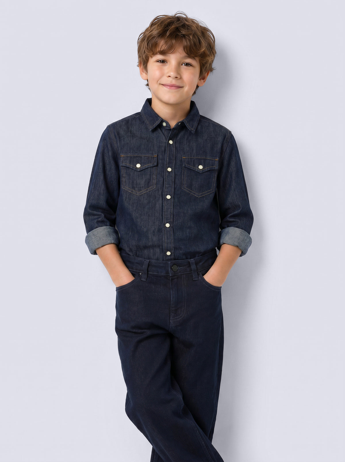 SHERIDIAN Classic Denim Shirt for Boys – Dark Blue