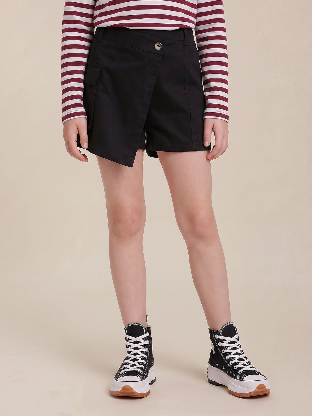 Girls Jet Black Casual Shorts