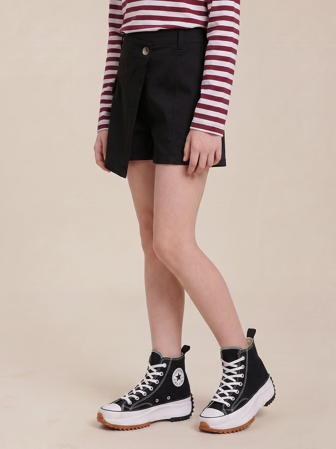 Girls Jet Black Casual Shorts