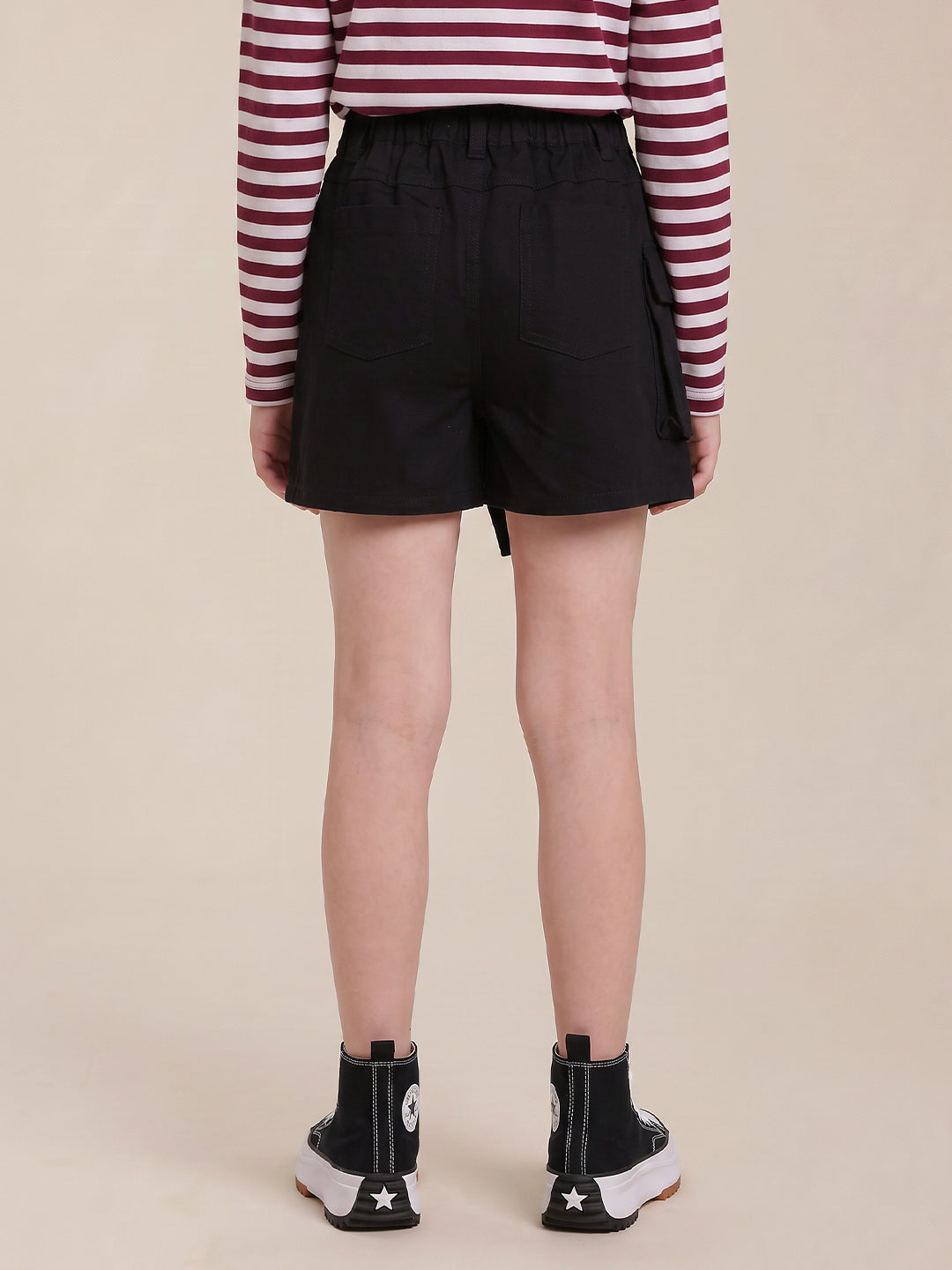 Girls Jet Black Casual Shorts
