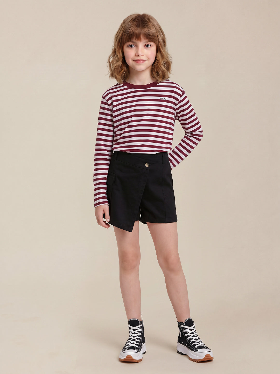 Girls Jet Black Casual Shorts