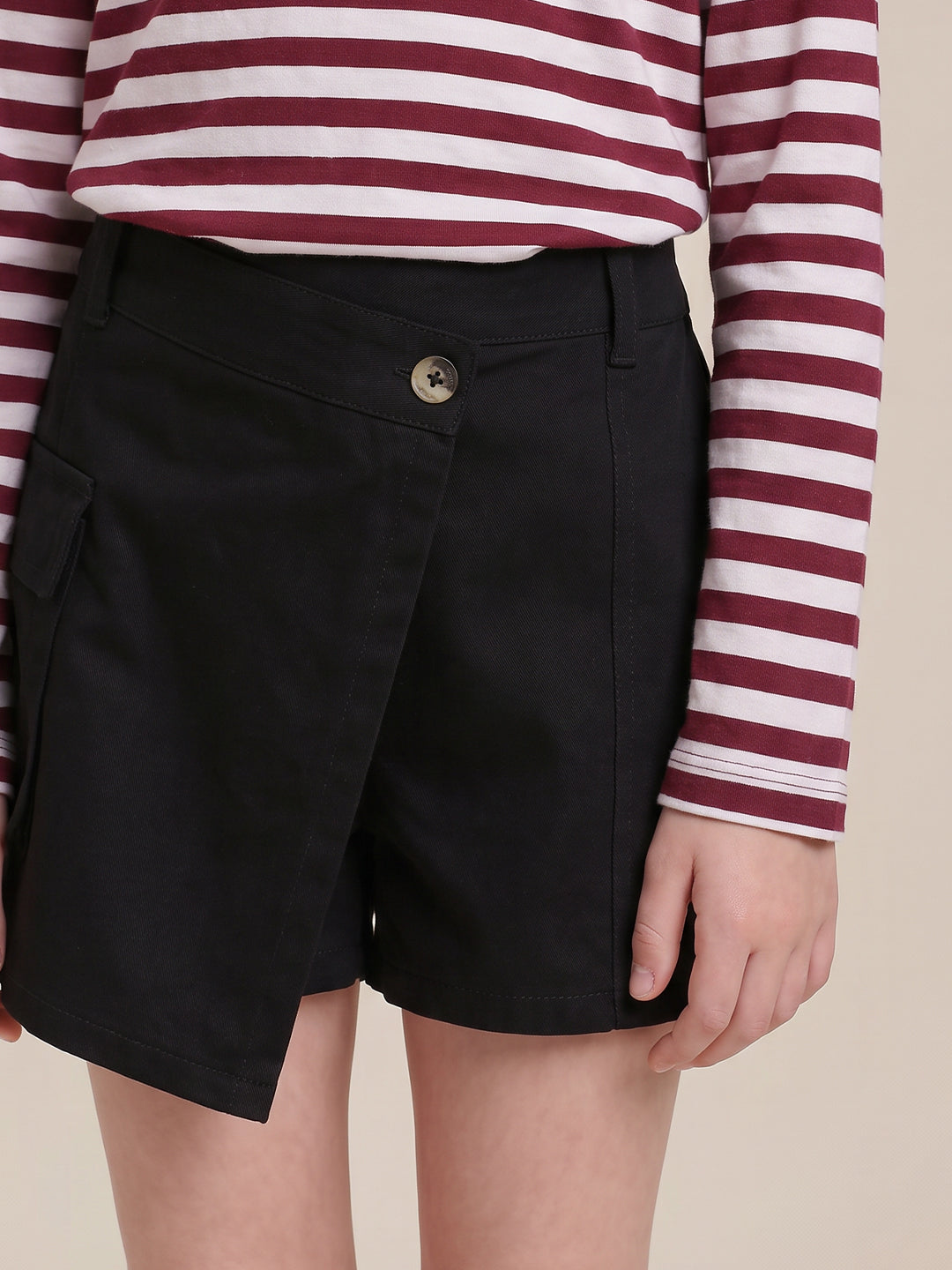 Girls Jet Black Casual Shorts