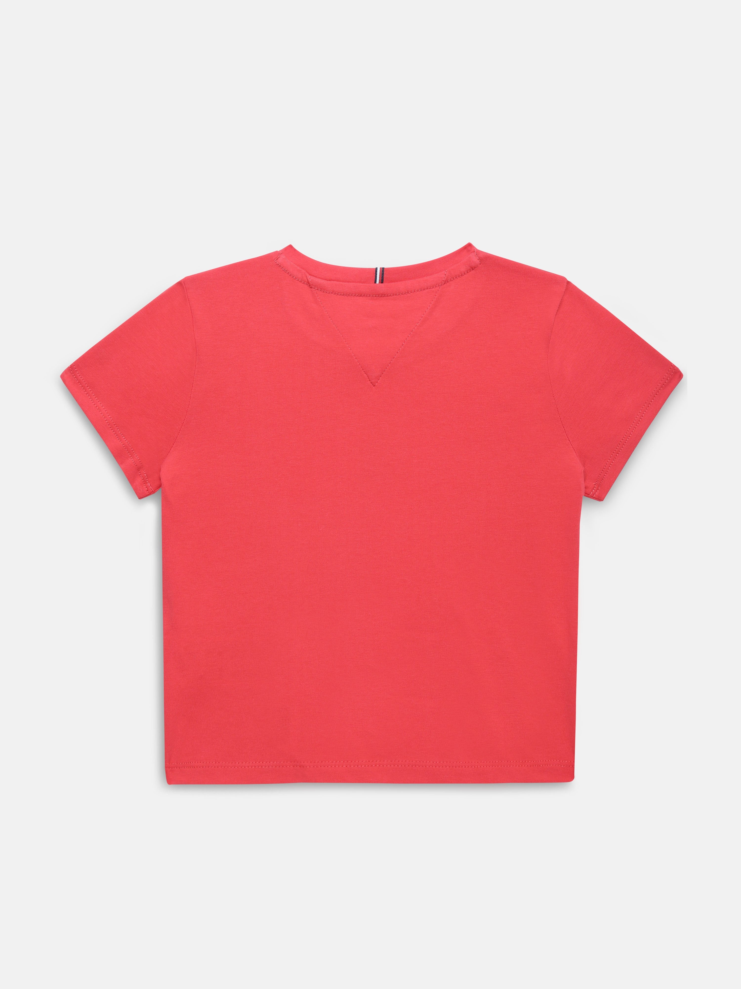 Boys Red Solid Crew Neck Knit T-Shirt