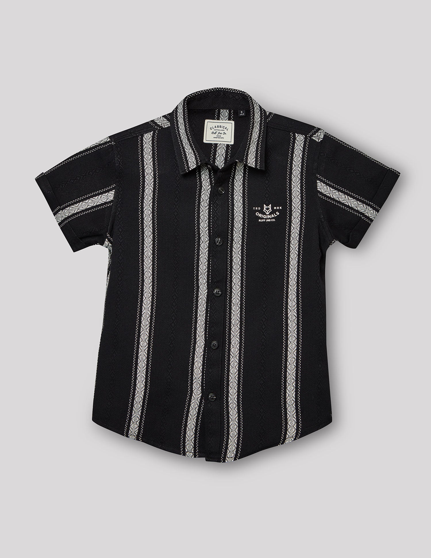 Boys Black Cotton Fashion Shirt – Half Sleeve