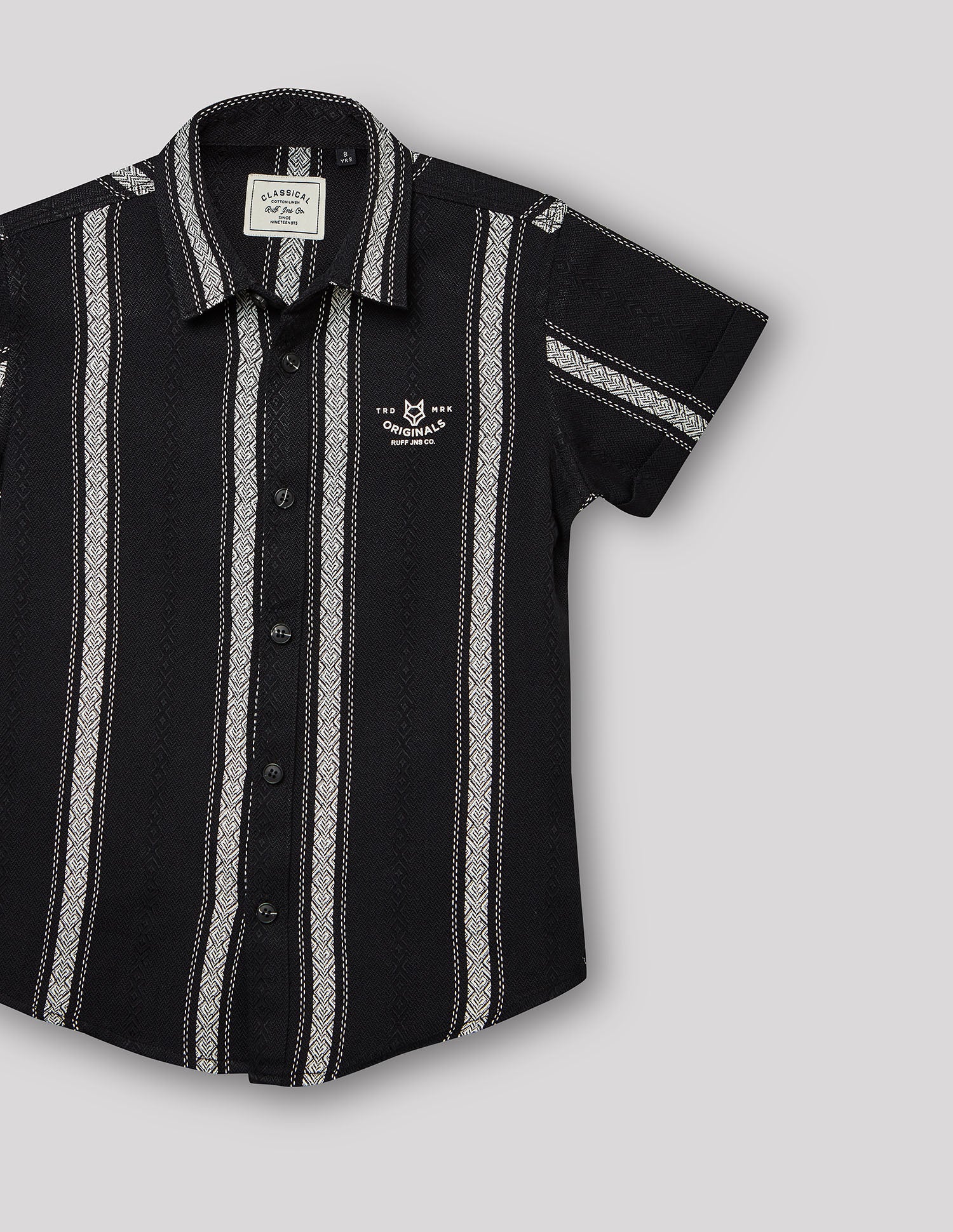 Boys Black Cotton Fashion Shirt – Half Sleeve