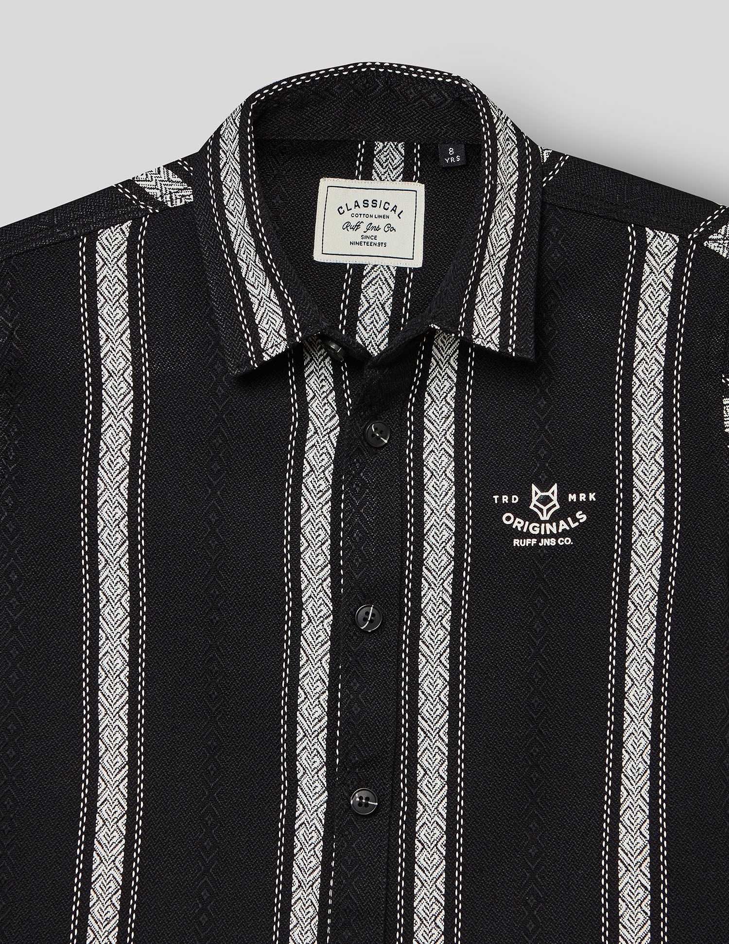 Boys Black Cotton Fashion Shirt – Half Sleeve