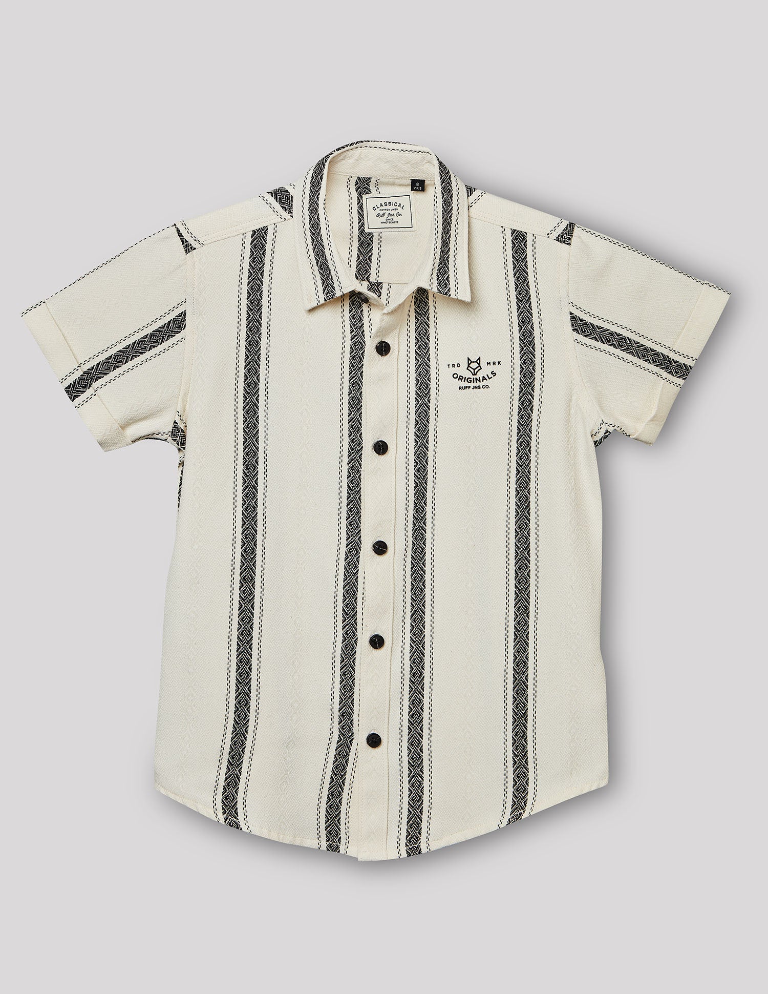 Boys Cream Cotton Fashion Shirt – Half Sleeve