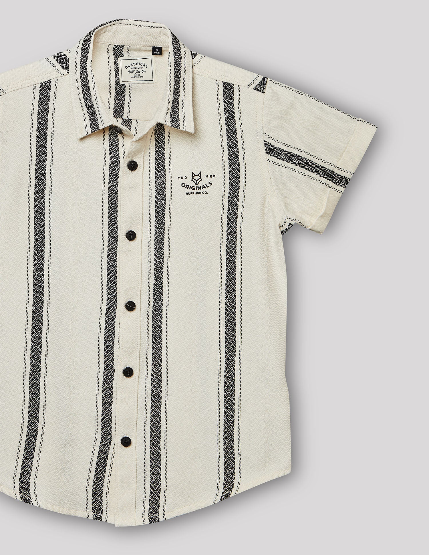 Boys Cream Cotton Fashion Shirt – Half Sleeve