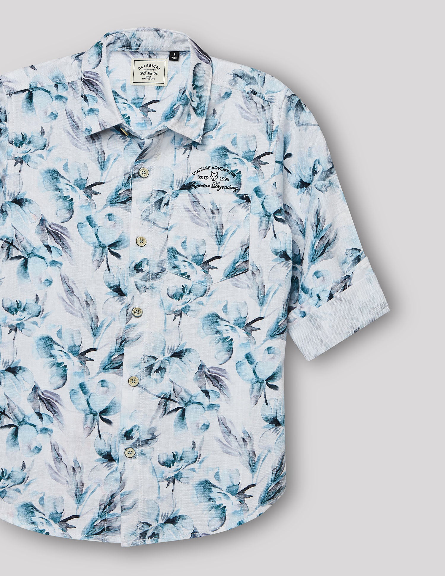 Boys Sky Cotton Casual Print Shirt – Full Sleeve