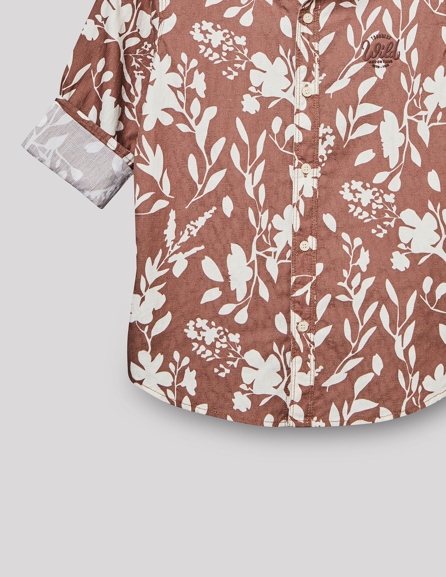 Boys Mauve Cotton Casual Print Shirt – Full Sleeve