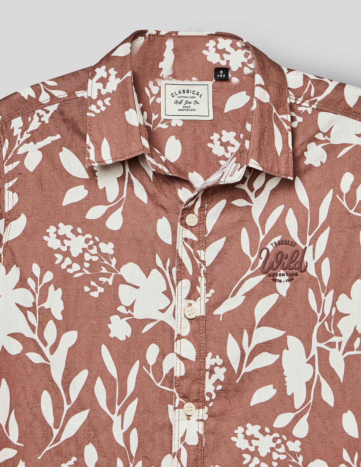 Boys Mauve Cotton Casual Print Shirt – Full Sleeve