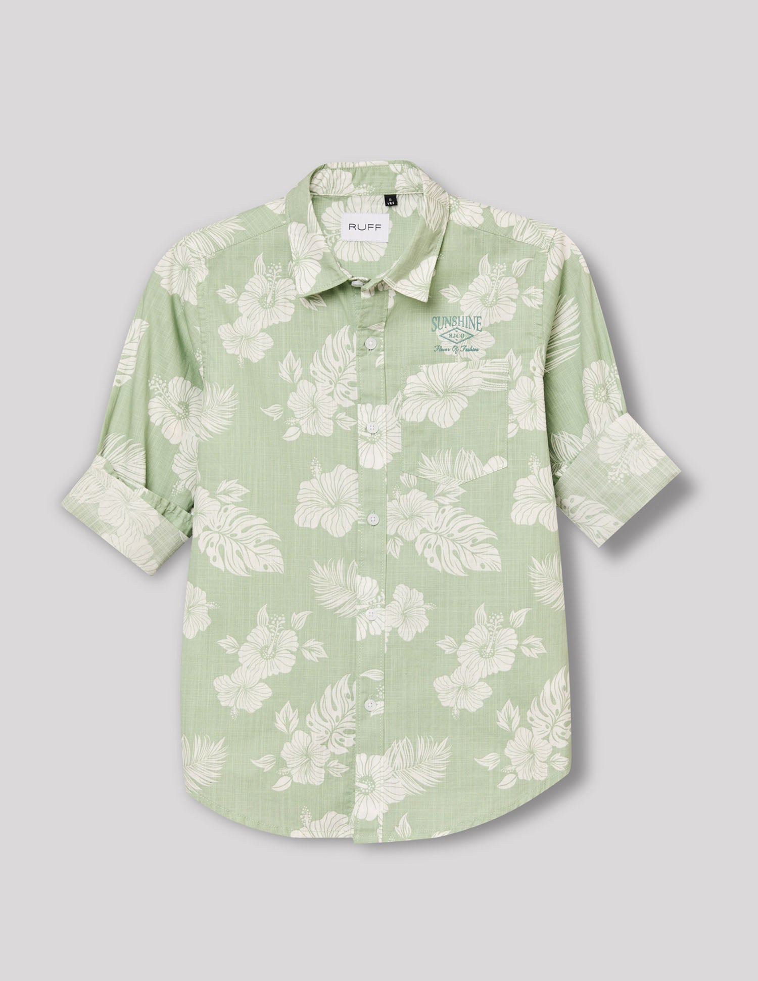 Boys Green Cotton Casual Print Shirt – Full Sleeve