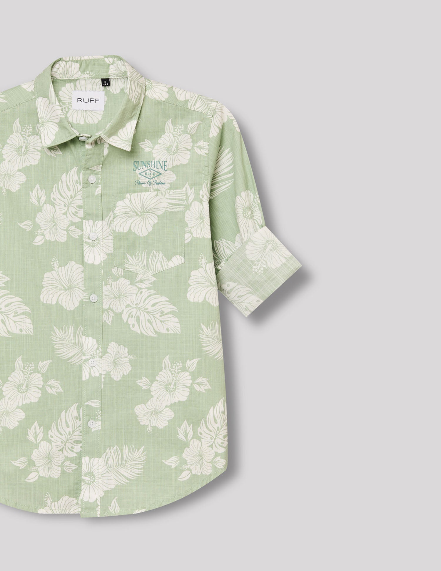 Boys Green Cotton Casual Print Shirt – Full Sleeve