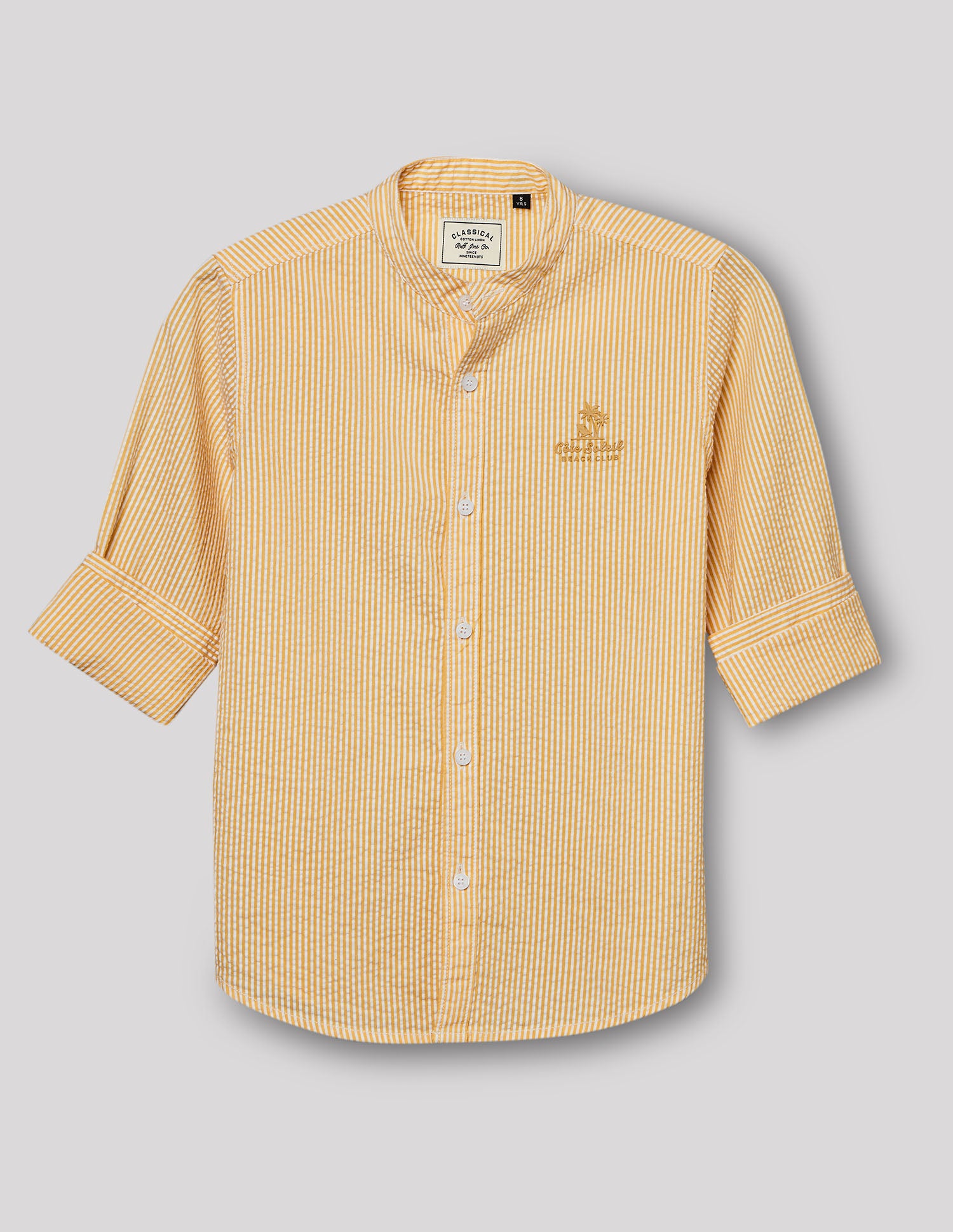 Boys Lemon Cotton Stripe Shirt – Full Sleeve